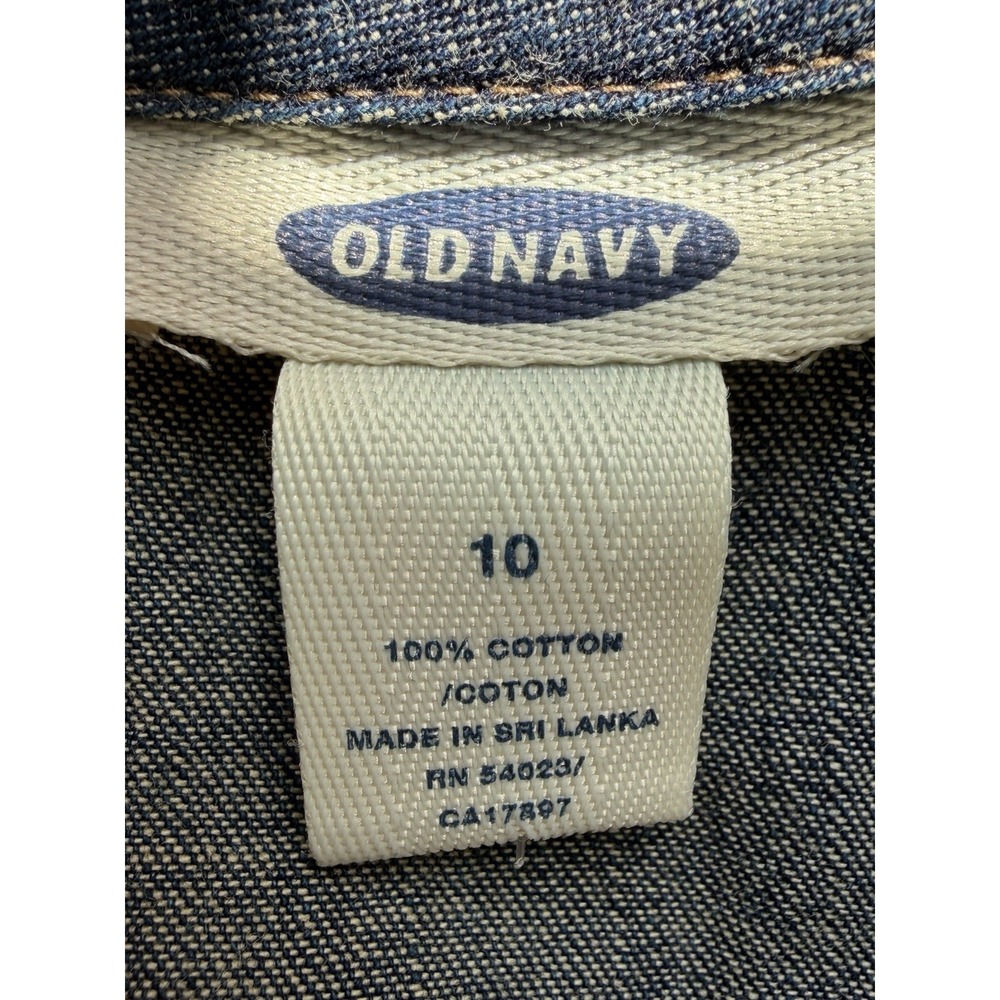 RARE Old Navy Embellished Denim Dress Size 10 Reworked White Floral‎ Lace Trim - Picture 6 of 11